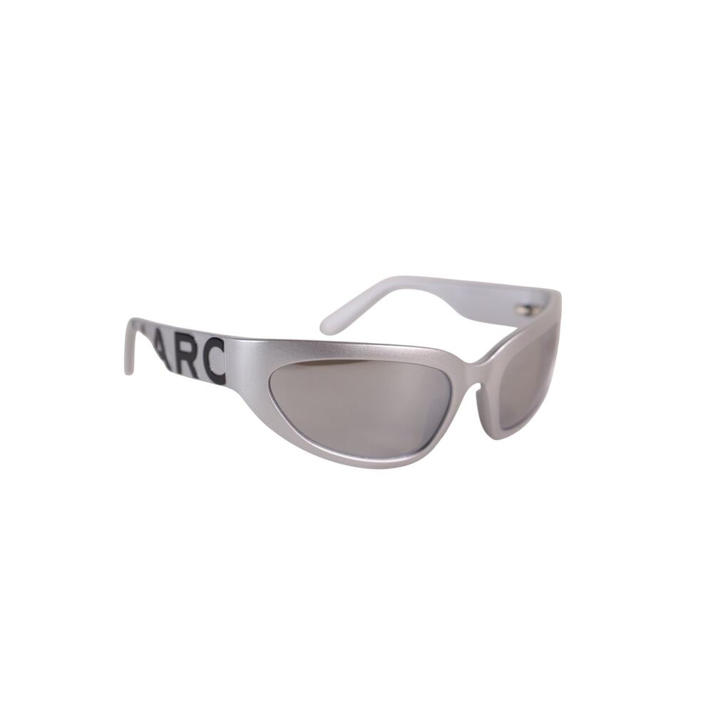 Marc Jacobs Narrow Wraparound Sunglasses - Silver / Silver Mirrored